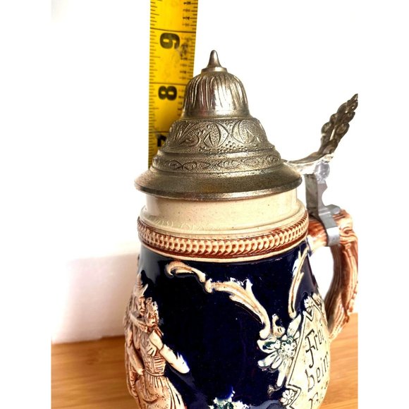 Vintage Original German  Beer Stein Stoneware Mug “Das lieben wir: Froh beim Bie - Picture 9 of 9